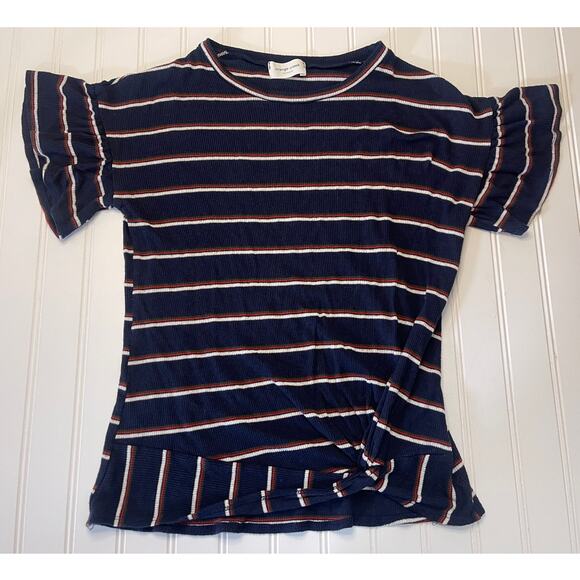 Orange Creek Los Angeles Striped Ruffles T Shirt Made in USA Size Women's Small - Picture 1 of 7